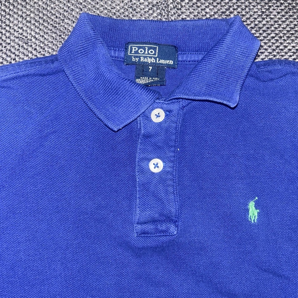 Vintage 90s Polo Ralph Lauren Blue Short Sleeve Polo Shirts Boys Size 7